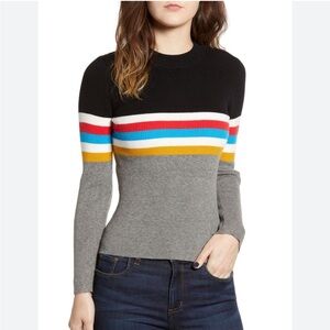 FREE w/purchase Cotton Emporium Striped Sweater ribbed stretch knit Nordstrom M